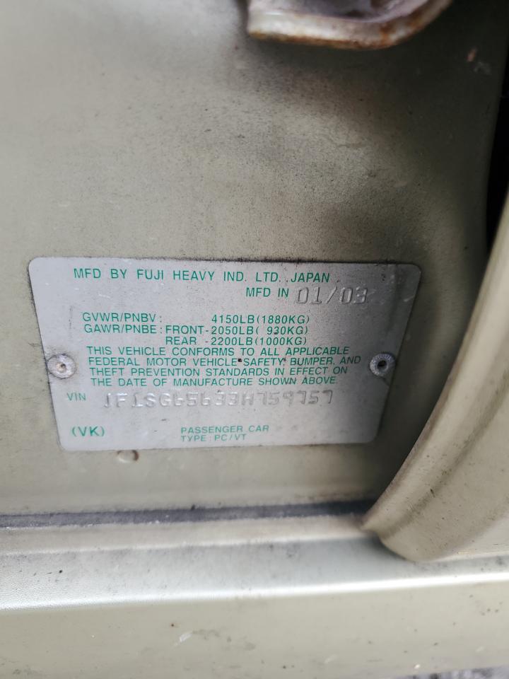 2003 Subaru Forester 2.5Xs VIN: JF1SG65633H759757 Lot: 80609325