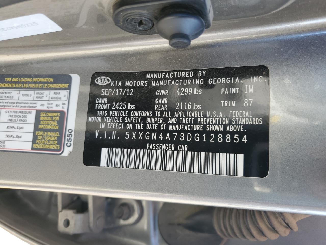 2013 Kia Optima Ex VIN: 5XXGN4A73DG128854 Lot: 70224025