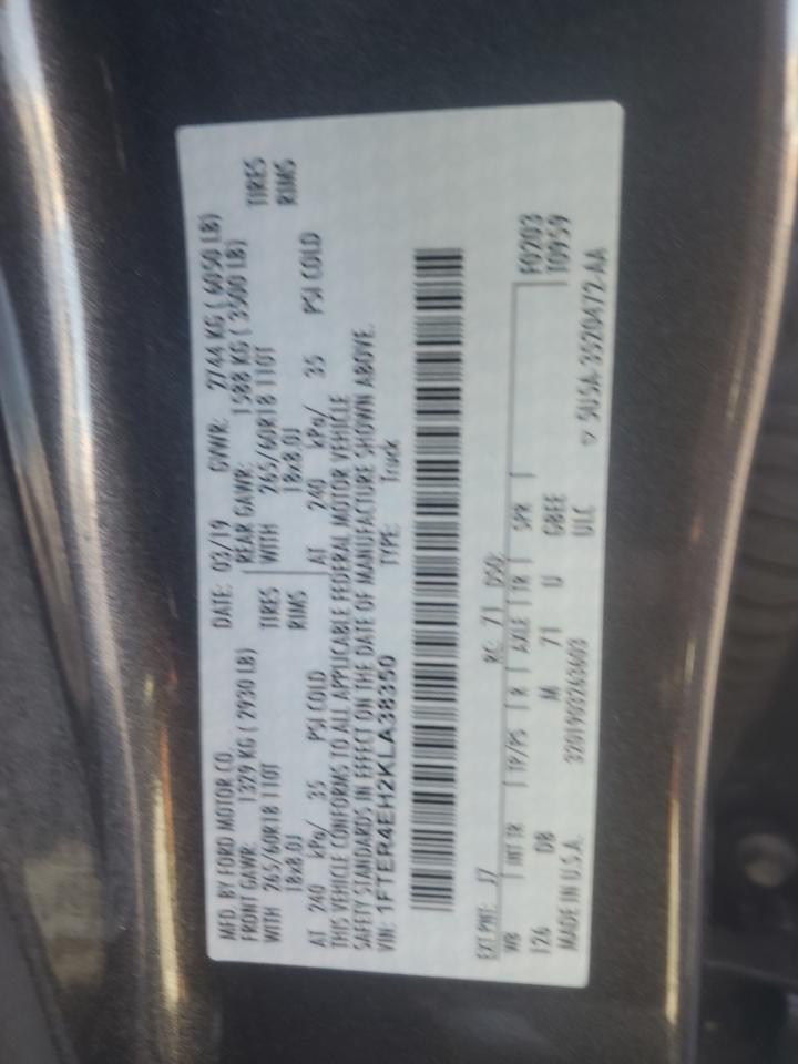 2019 Ford Ranger Xl VIN: 1FTER4EH2KLA38350 Lot: 80863245