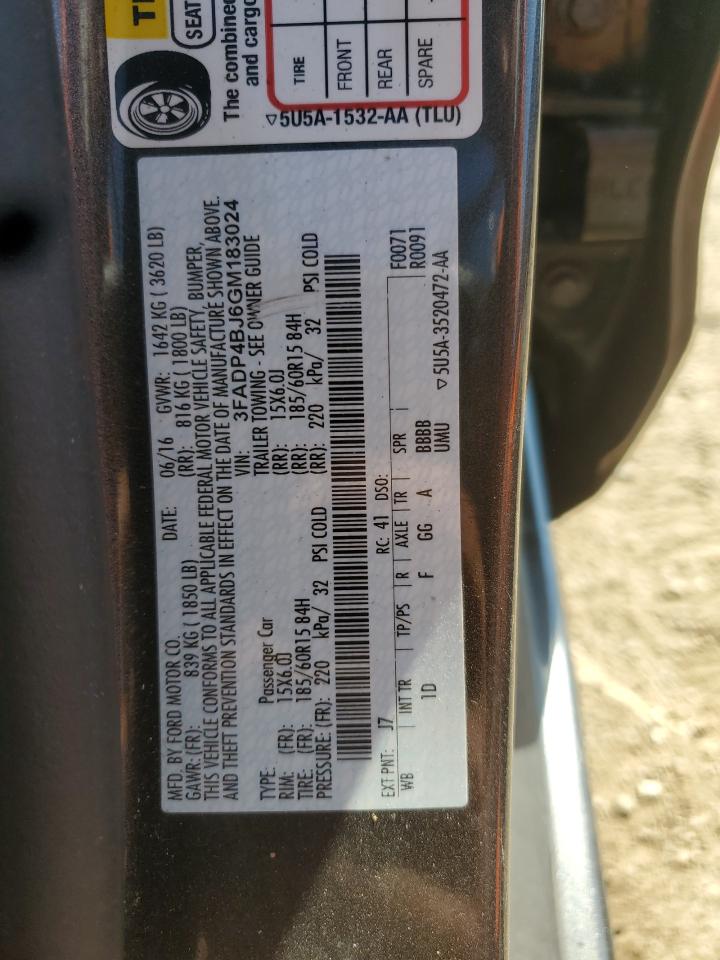 2016 Ford Fiesta Se VIN: 3FADP4BJ6GM183024 Lot: 80474725