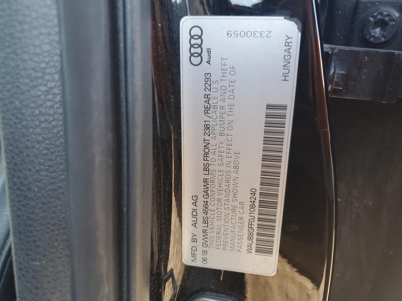 2018 Audi A3 Premium VIN: WAUB8GFF0J1084240 Lot: 83994675