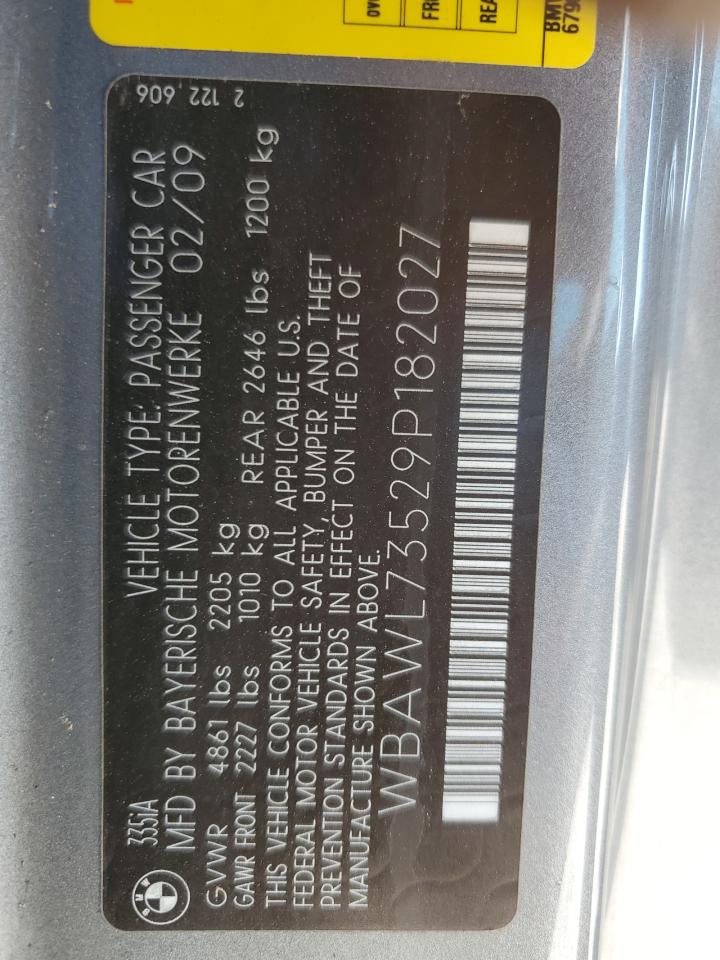 2009 BMW 335 I VIN: WBAWL73529P182027 Lot: 81481755