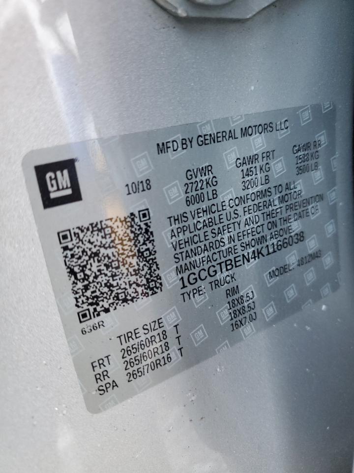 2019 Chevrolet Colorado VIN: 1GCGTBEN4K1166038 Lot: 71398775