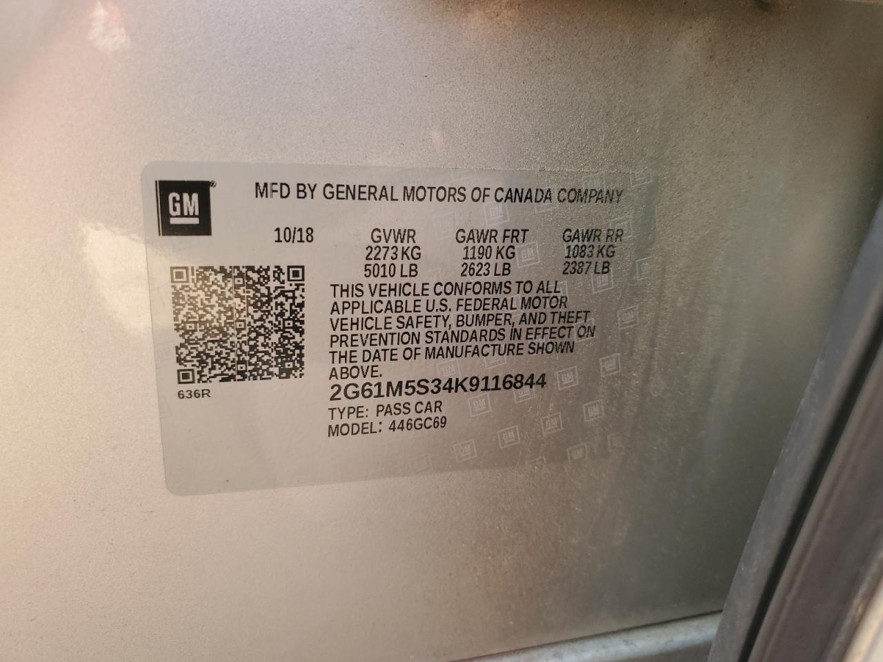 2019 Cadillac Xts Luxury VIN: 2G61M5S34K9116844 Lot: 80838435