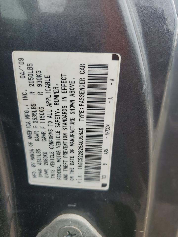 2009 Honda Accord Exl VIN: 1HGCS22829A009846 Lot: 81806945