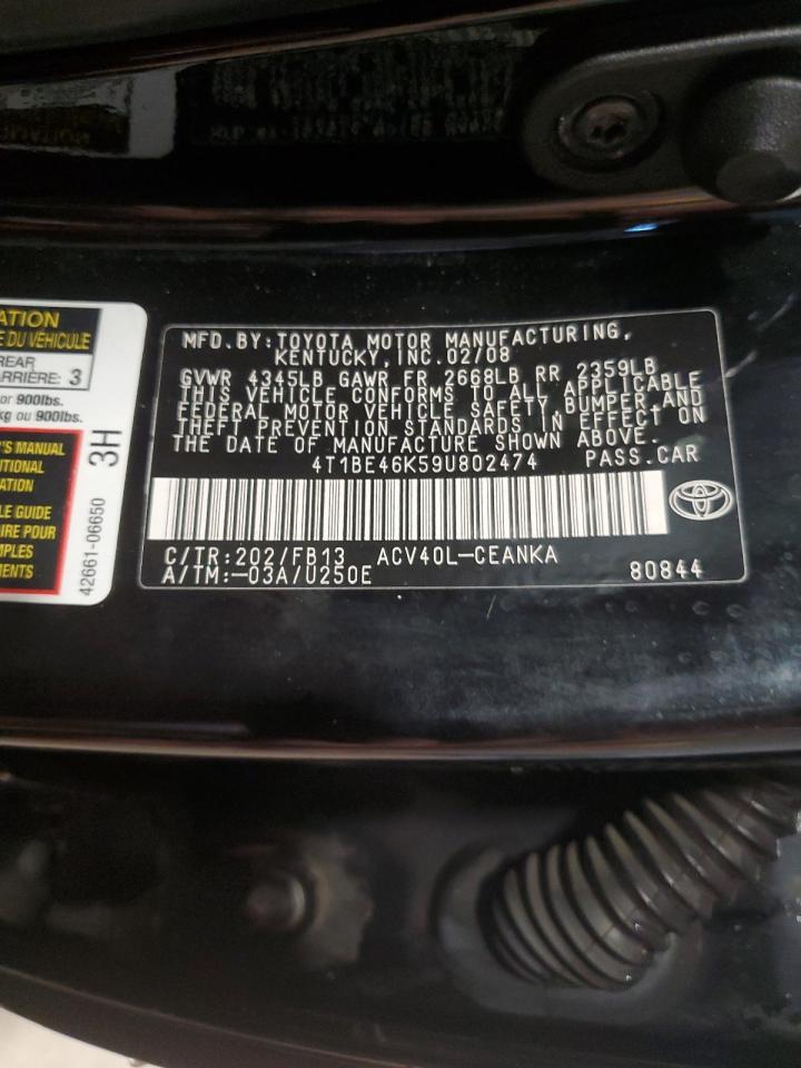 2009 Toyota Camry Base VIN: 4T1BE46K59U802474 Lot: 71156845