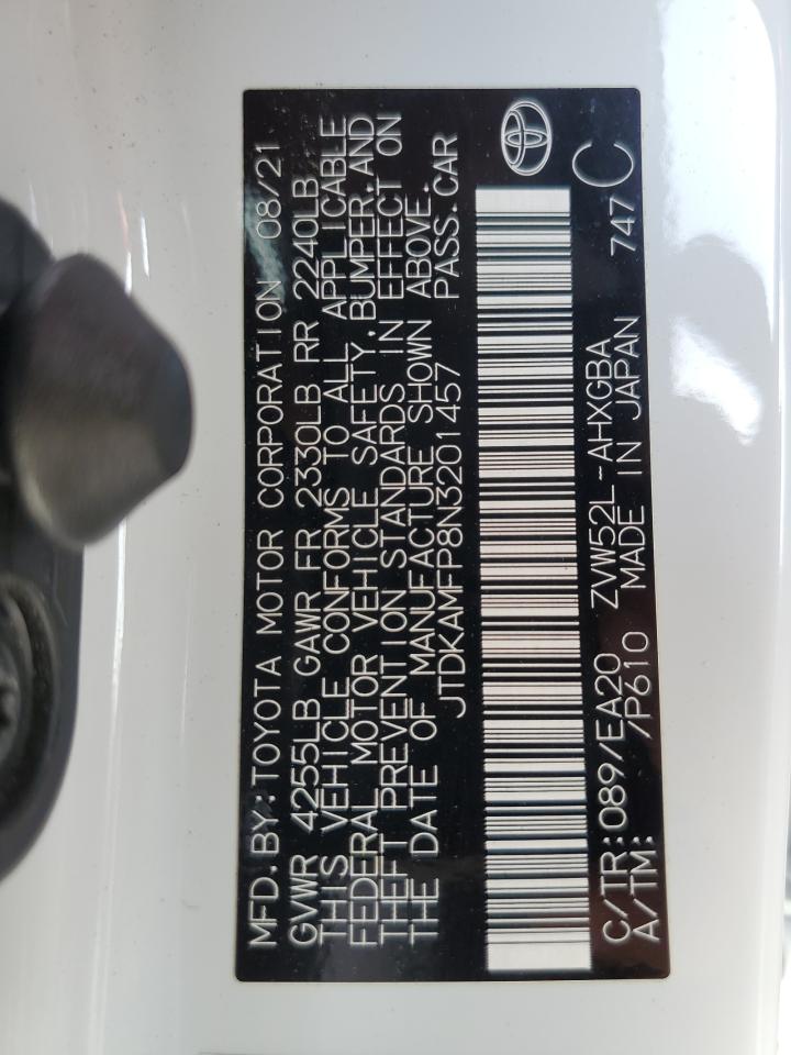 2022 Toyota Prius Prime Le VIN: JTDKAMFP8N3201457 Lot: 81203375