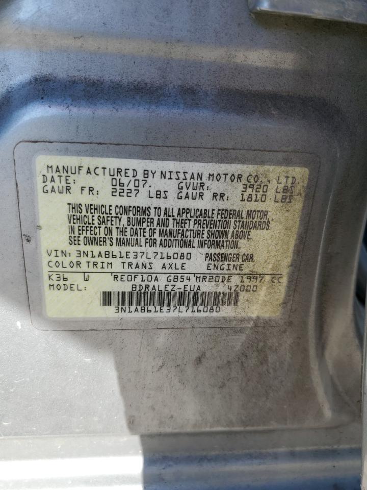 2007 Nissan Sentra 2.0 VIN: 3N1AB61E37L716080 Lot: 81425595