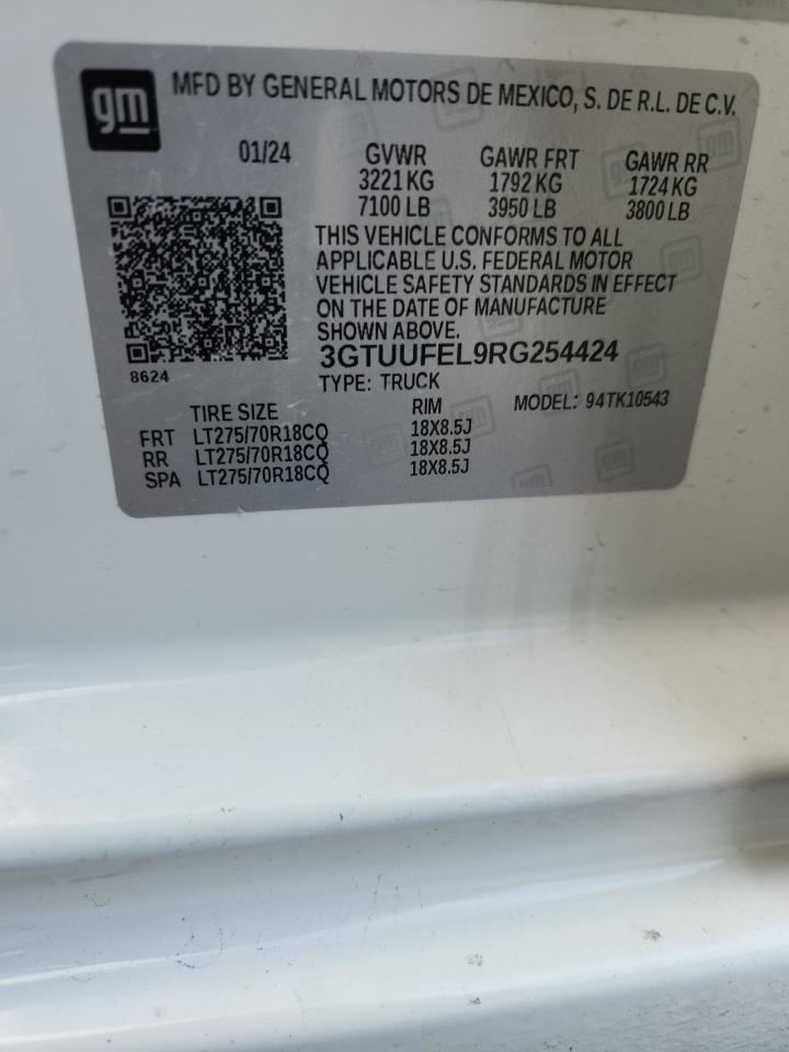 2024 GMC Sierra K1500 At4X VIN: 3GTUUFEL9RG254424 Lot: 81508185