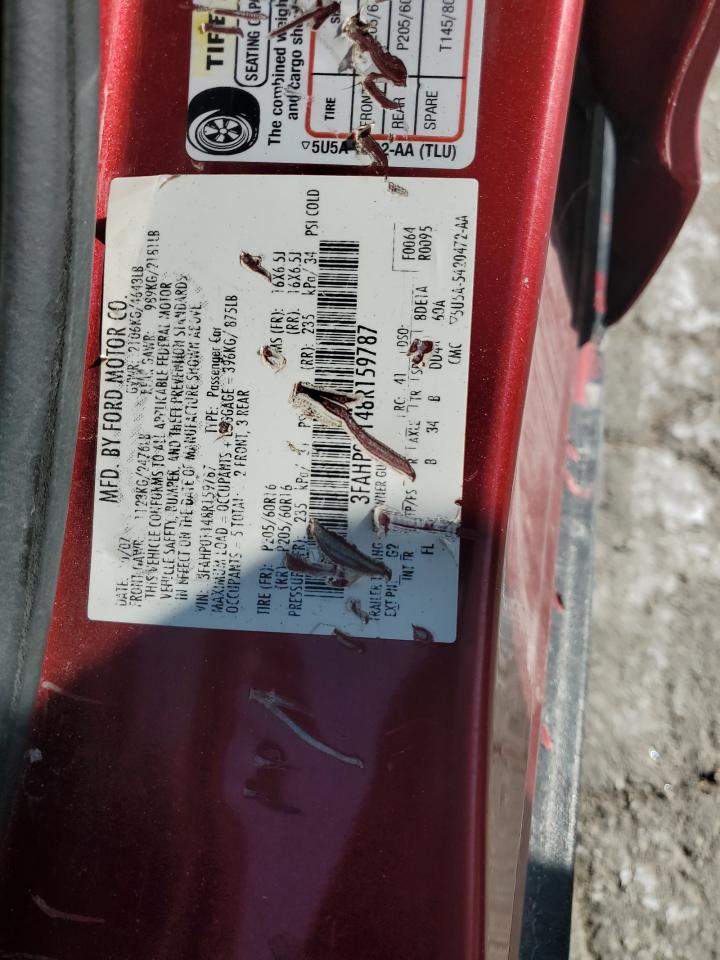 2008 Ford Fusion Se VIN: 3FAHP01148R159787 Lot: 80579485