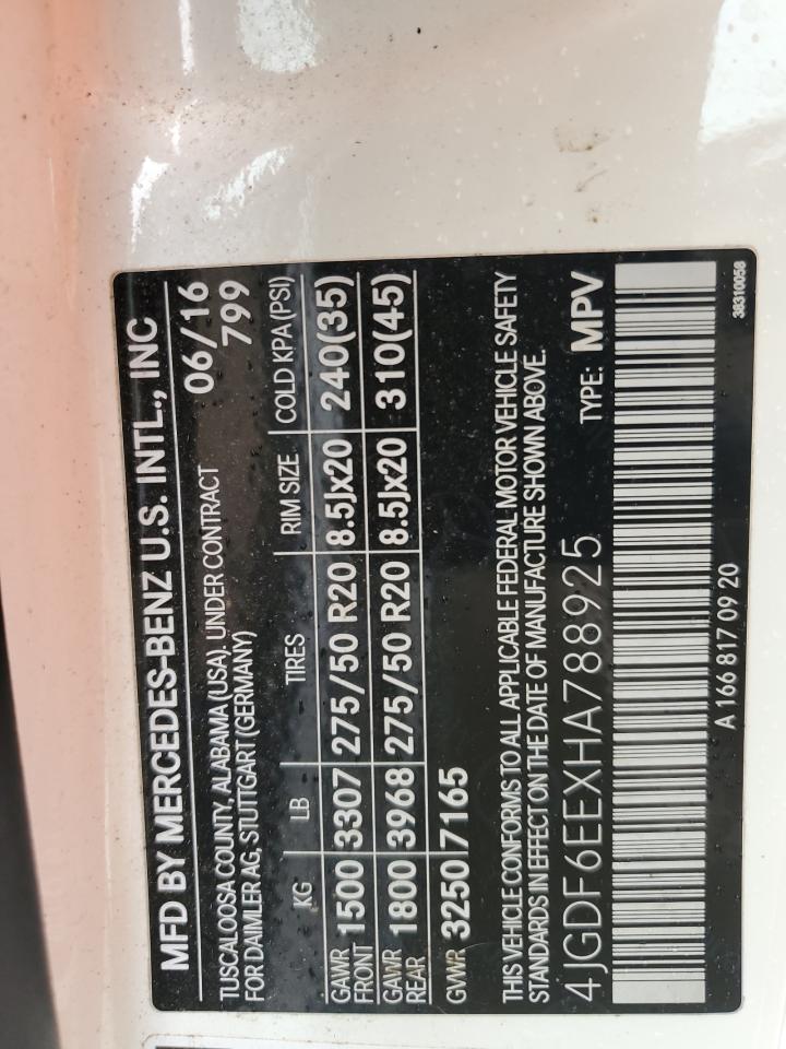 2017 Mercedes-Benz Gls 450 4Matic VIN: 4JGDF6EEXHA788925 Lot: 82118005