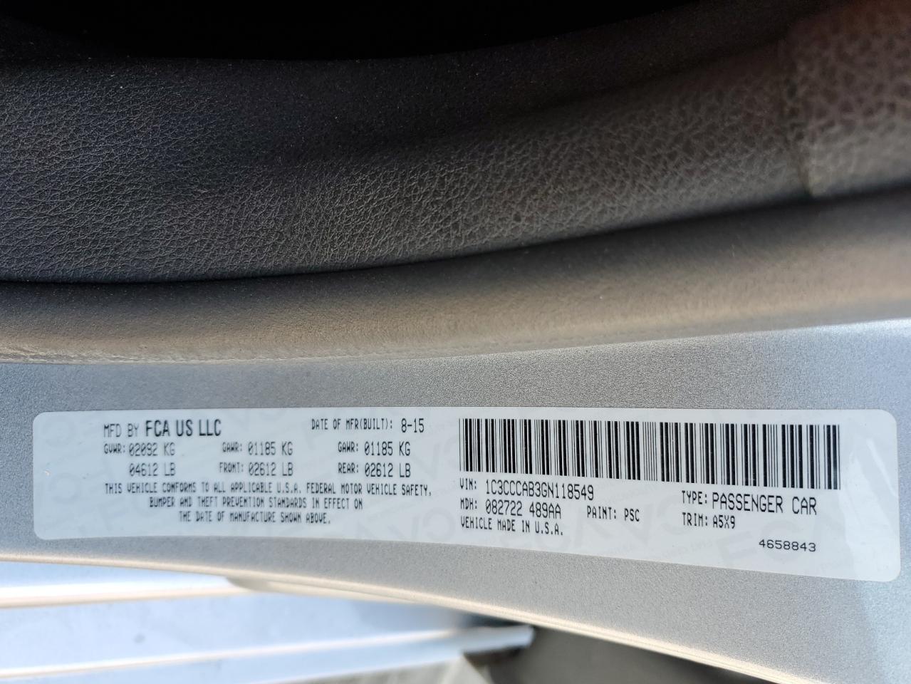 2016 Chrysler 200 Limited VIN: 1C3CCCAB3GN118549 Lot: 71302555