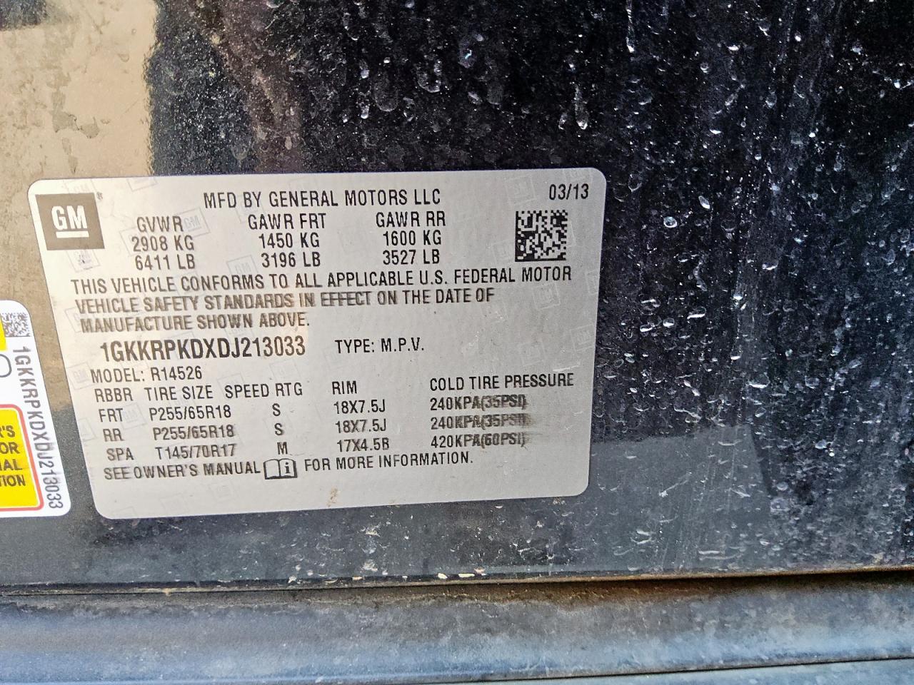 2013 GMC Acadia Sle VIN: 1GKKRPKDXDJ213033 Lot: 72030805