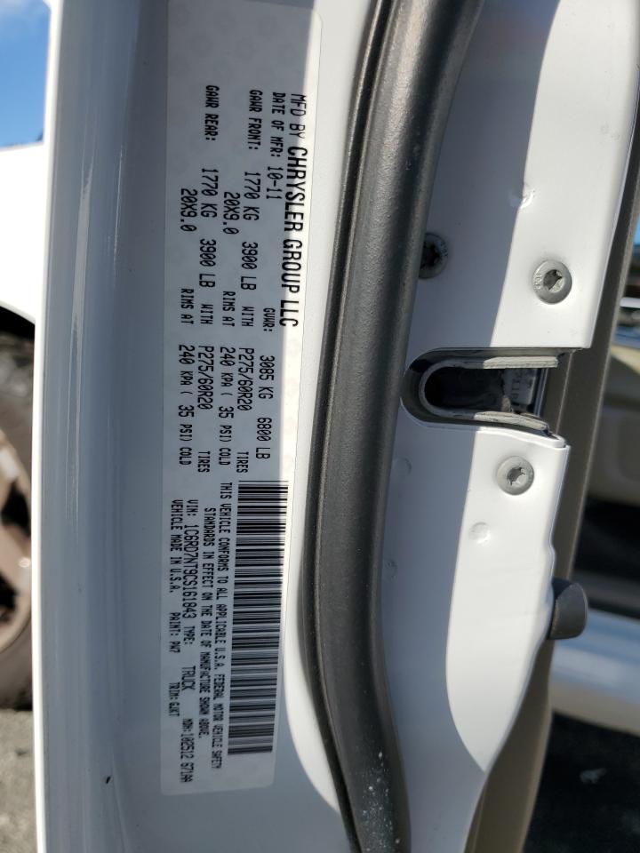 2012 Dodge Ram 1500 Laramie VIN: 1C6RD7NT9CS161843 Lot: 72092505