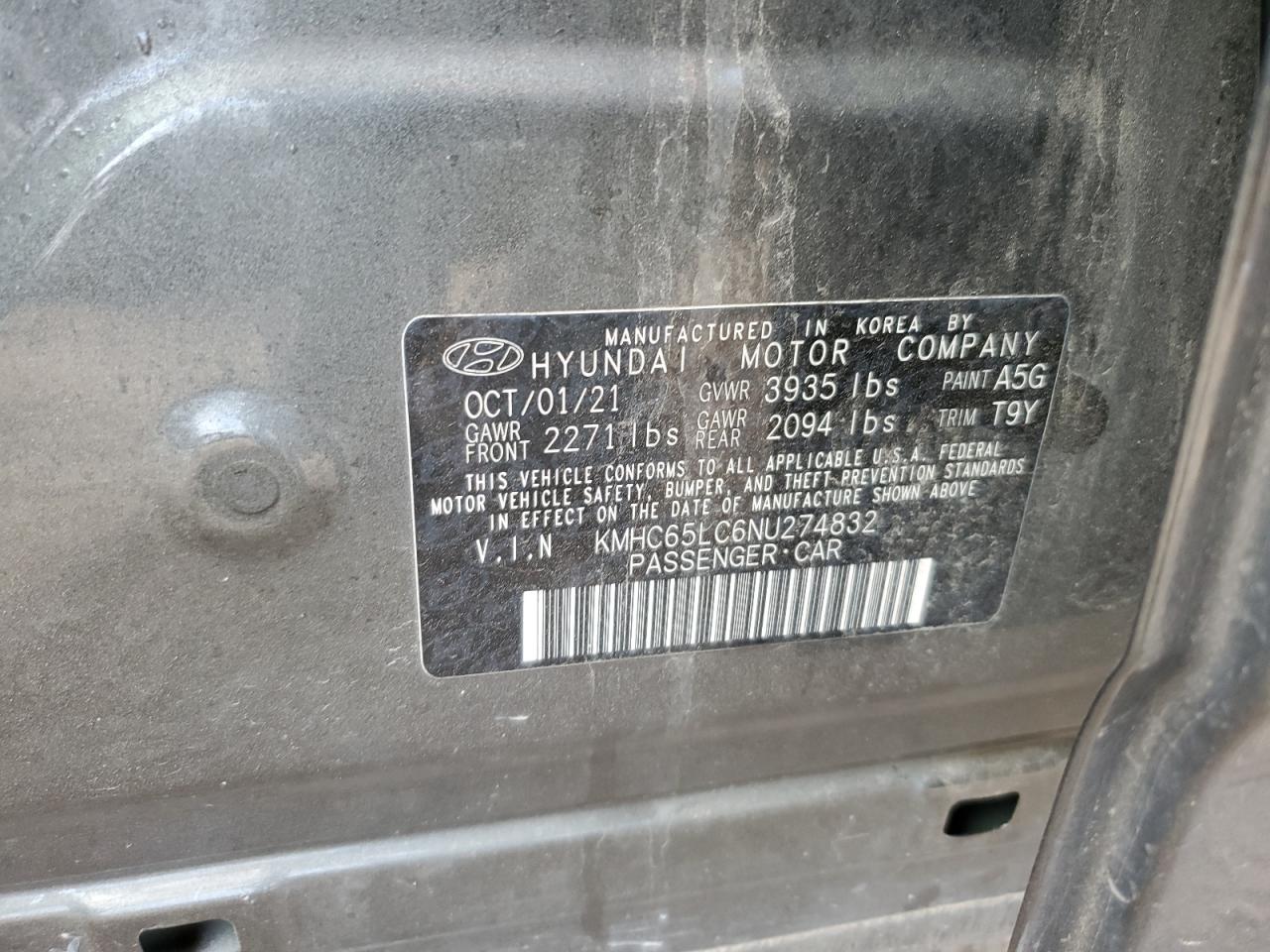 2022 Hyundai Ioniq Blue VIN: KMHC65LC6NU274832 Lot: 80560885