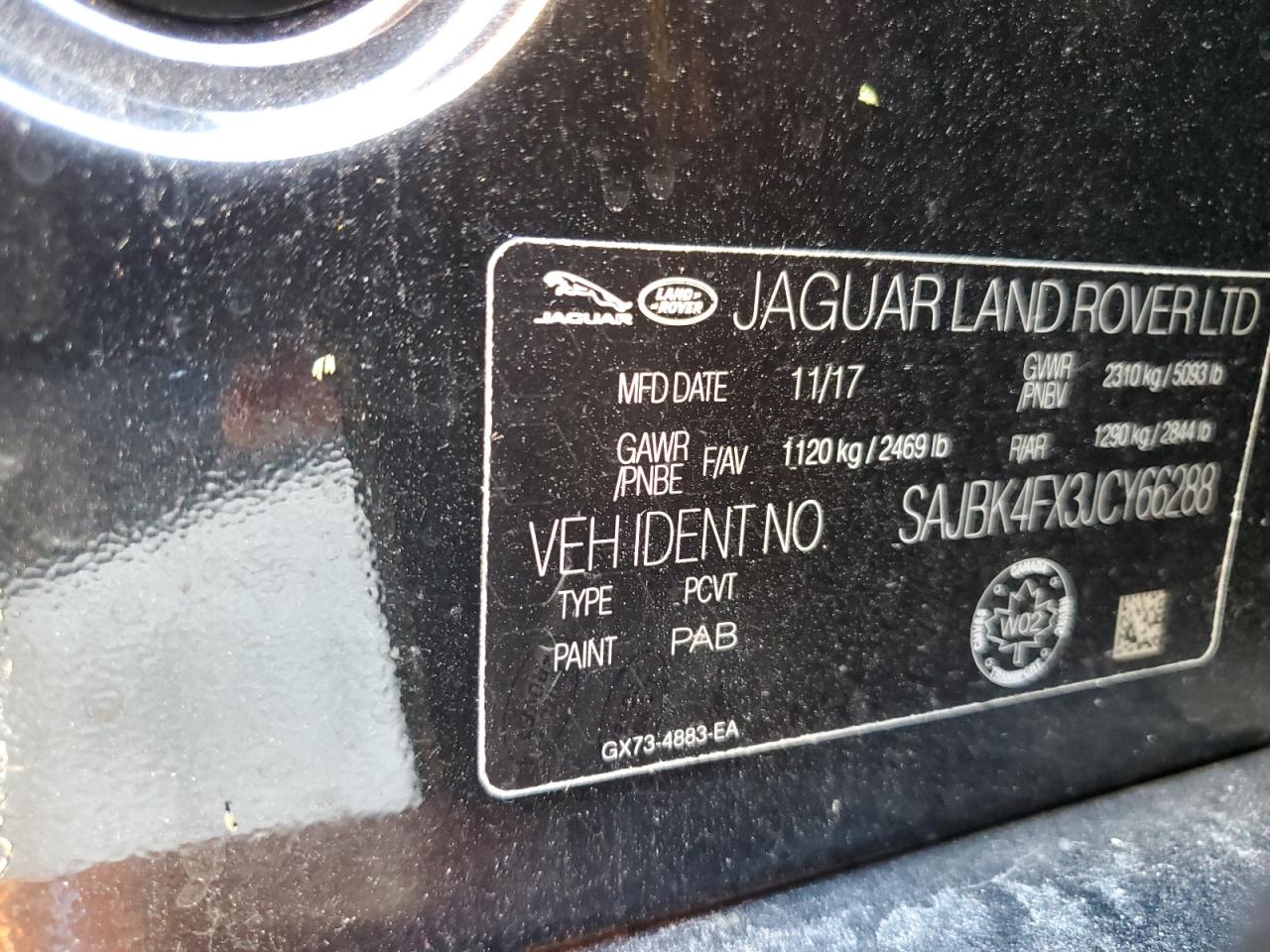 2018 Jaguar Xf Prestige VIN: SAJBK4FX3JCY66288 Lot: 80991105