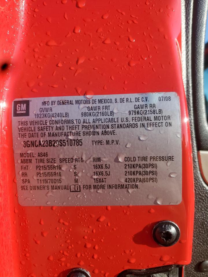 2009 Chevrolet Hhr Lt VIN: 3GNCA23B29S510785 Lot: 71095065