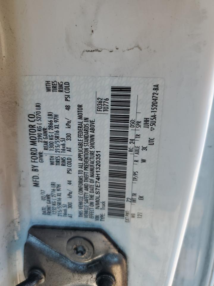 2017 Ford Transit Connect Xl VIN: NM0LS7E74H1320351 Lot: 71262955