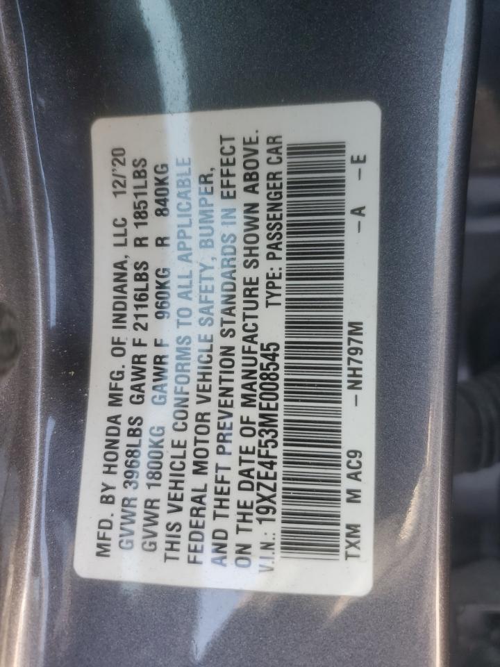 2021 Honda Insight Ex VIN: 19XZE4F53ME008545 Lot: 80053705