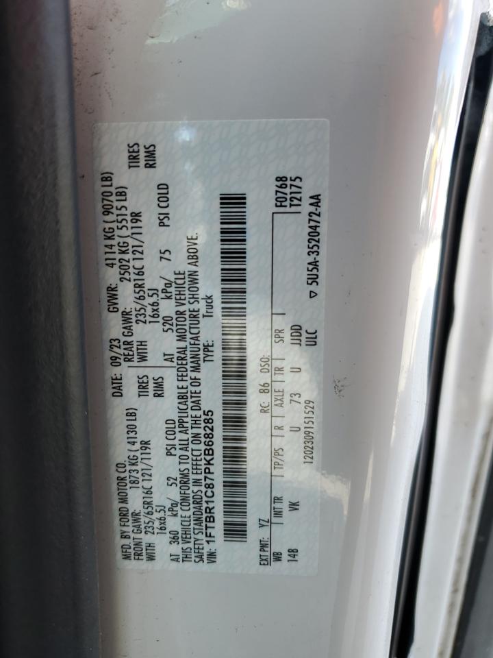 2023 Ford Transit T-250 VIN: 1FTBR1C87PKB68285 Lot: 71012585