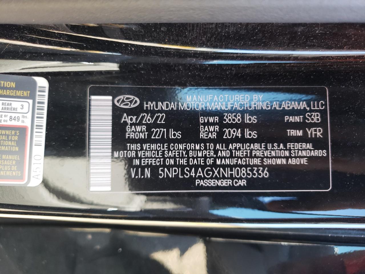 2022 Hyundai Elantra Sel VIN: 5NPLS4AGXNH085336 Lot: 71878325