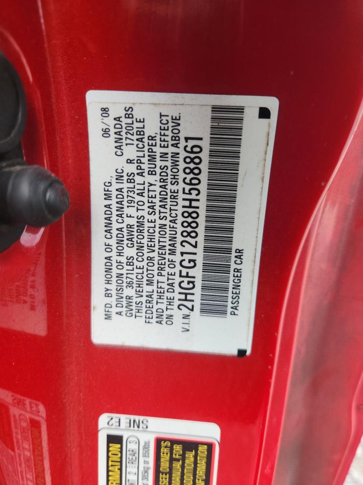 2008 Honda Civic Ex VIN: 2HGFG12888H568861 Lot: 82062145