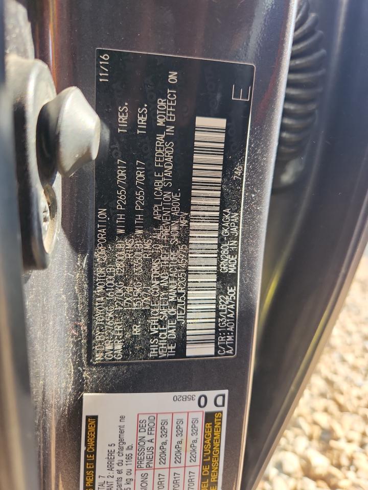 2016 Toyota 4Runner Sr5 VIN: JTEZU5JR2G5145975 Lot: 71372695