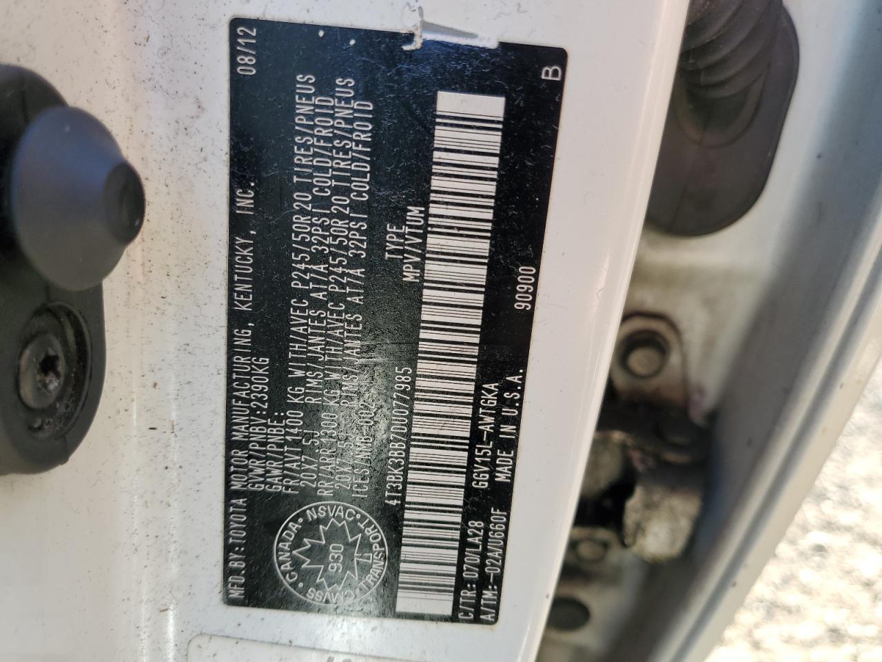 2013 Toyota Venza Le VIN: 4T3BK3BB7DU077985 Lot: 71101635