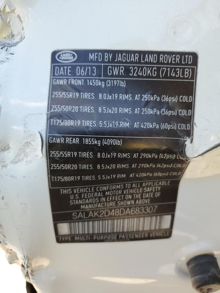 2013 Land Rover Lr4 Hse Luxury VIN: SALAK2D48DA683307 Lot: 71101915