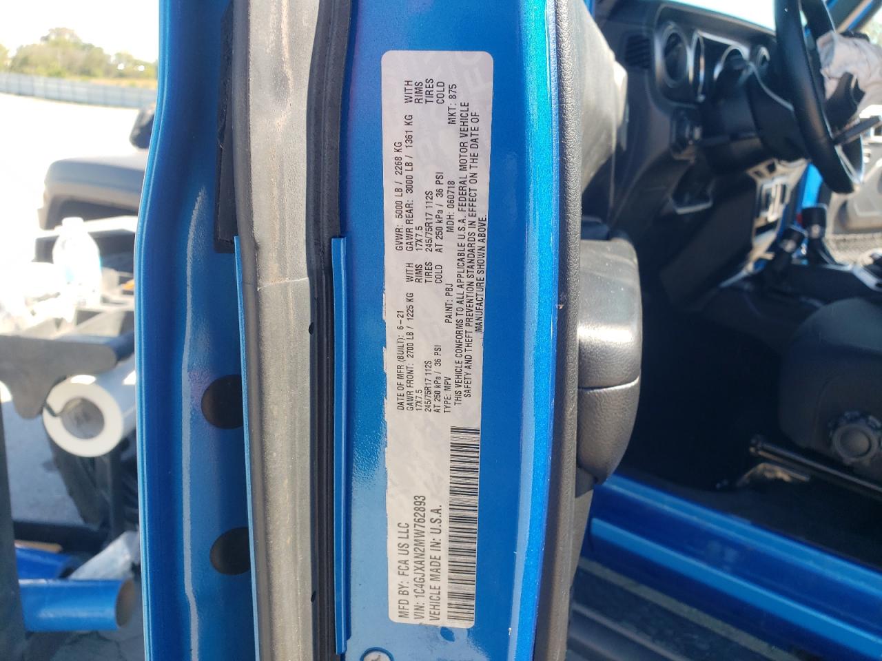 2021 Jeep Wrangler Sport VIN: 1C4GJXAN2MW762893 Lot: 84777095