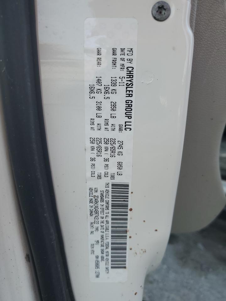 2011 Dodge Grand Caravan C/V VIN: 2D4RN1AG4BR743122 Lot: 82058895