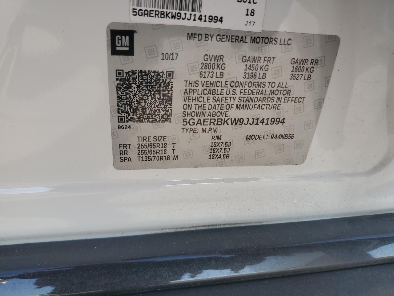 2018 Buick Enclave Essence VIN: 5GAERBKW9JJ141994 Lot: 81519455