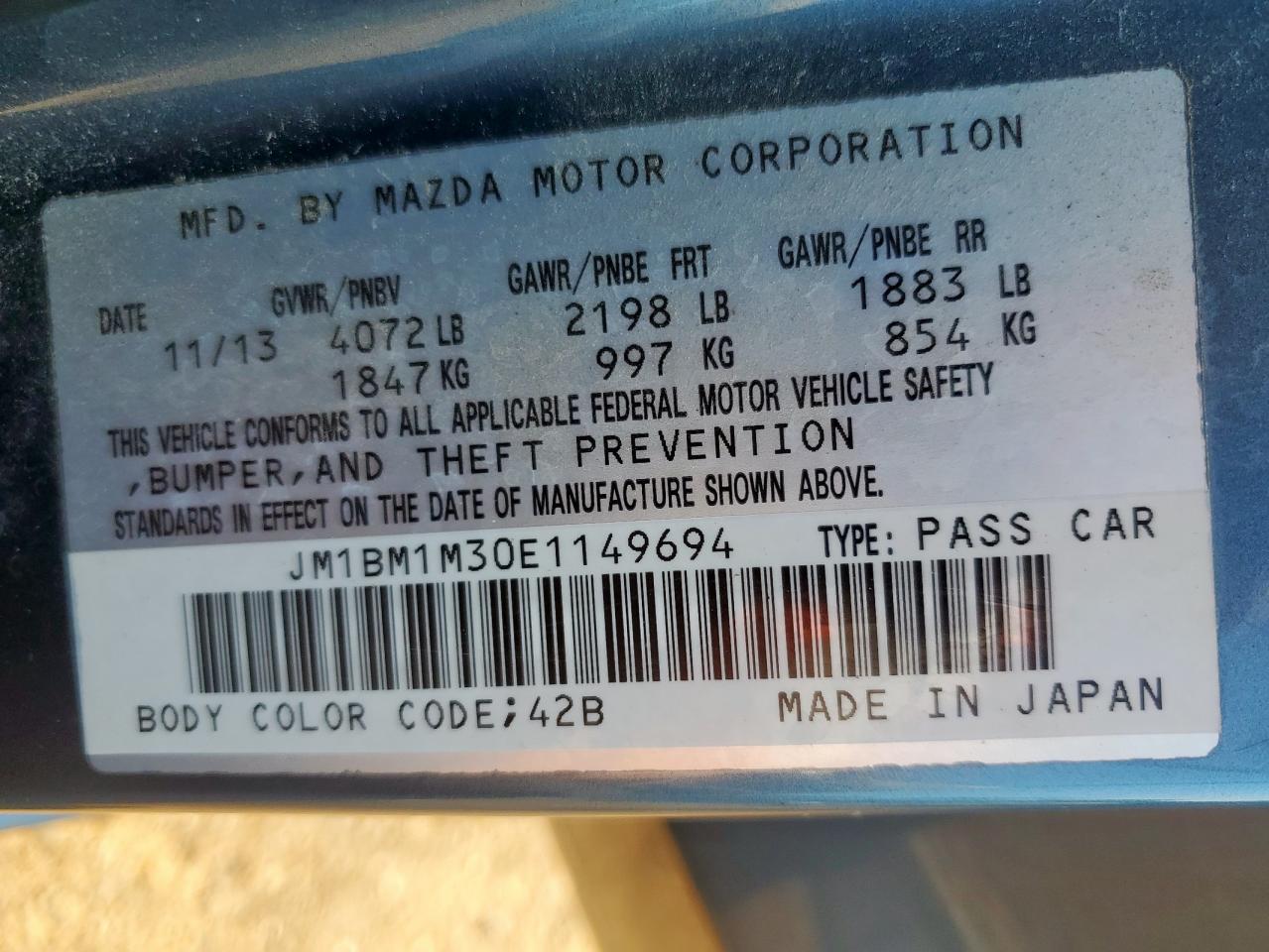 2014 Mazda 3 Grand Touring VIN: JM1BM1M30E1149694 Lot: 71532805