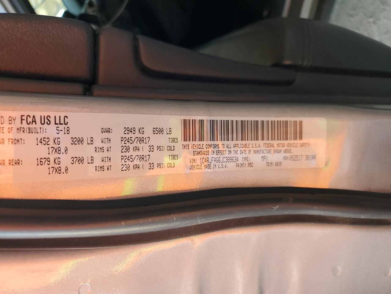 2018 Jeep Grand Cherokee Laredo VIN: 1C4RJFAG6JC389634 Lot: 84021505