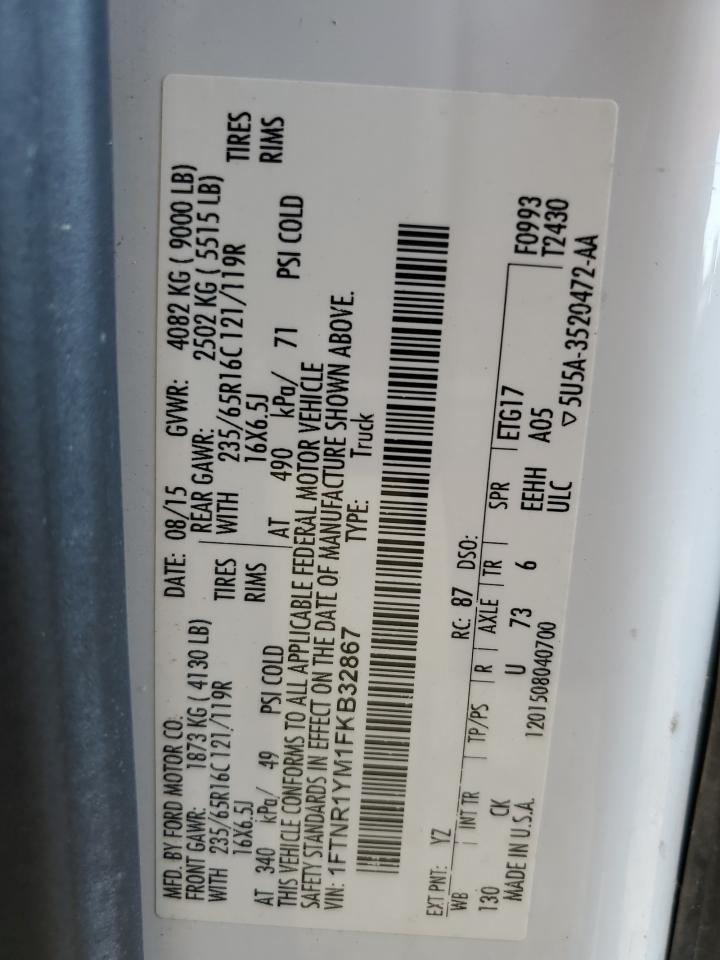 2015 Ford Transit T-250 VIN: 1FTNR1YM1FKB32867 Lot: 80063915