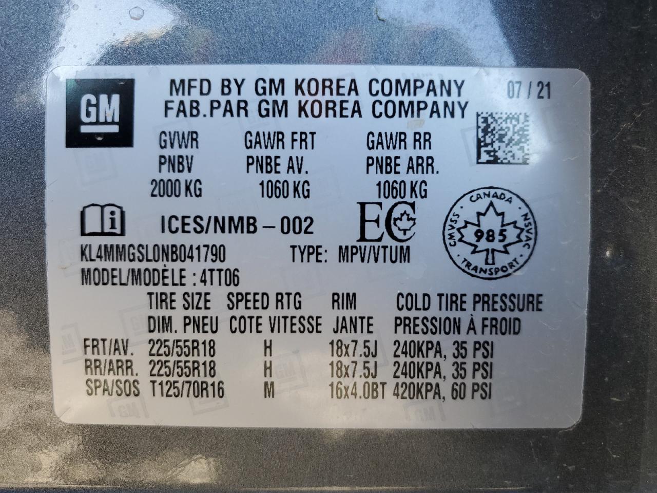 2022 Buick Encore Gx Essence VIN: KL4MMGSL0NB041790 Lot: 83953615