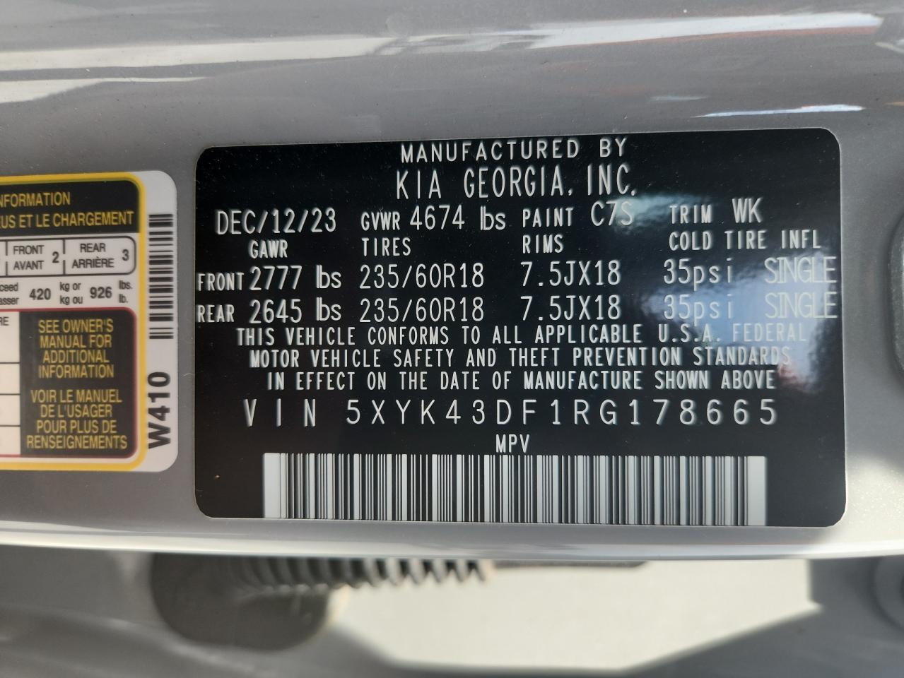 2024 Kia Sportage Sx VIN: 5XYK43DF1RG178665 Lot: 80512215