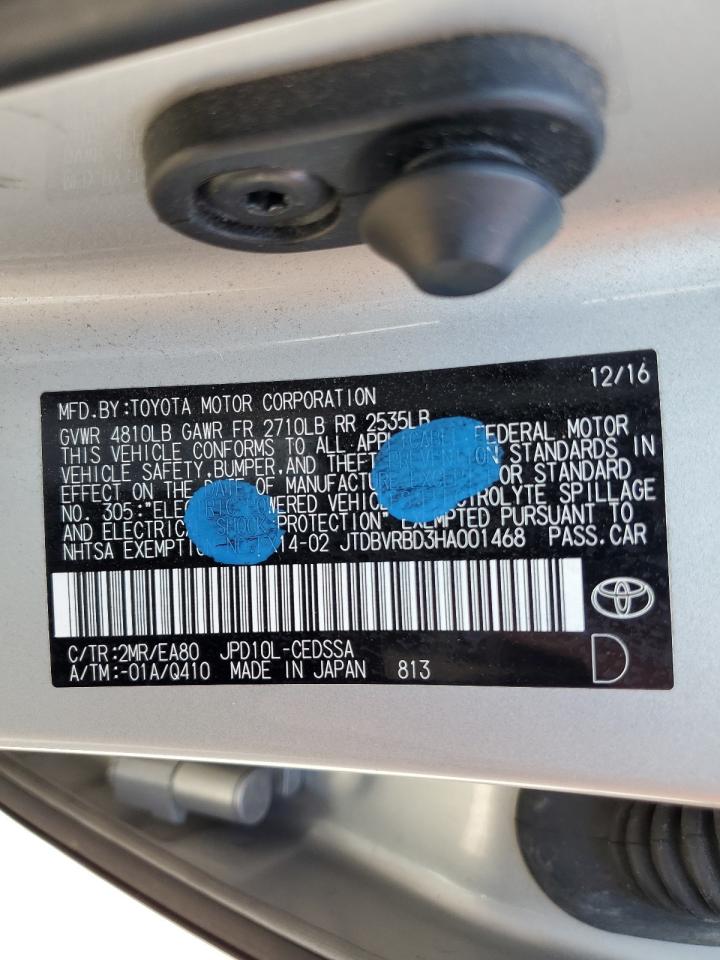 2017 Toyota Mirai VIN: JTDBVRBD3HA001468 Lot: 81738095