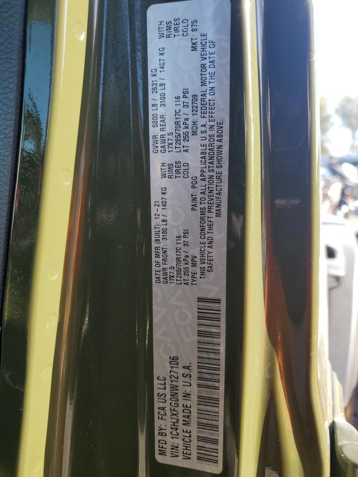 2022 Jeep Wrangler Unlimited Rubicon VIN: 1C4HJXFG0NW127106 Lot: 80930425