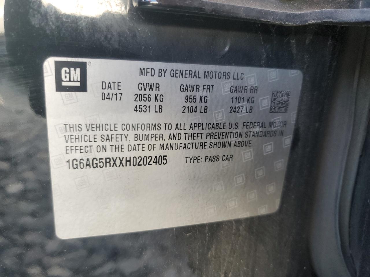 2017 Cadillac Ats VIN: 1G6AG5RXXH0202405 Lot: 80113905
