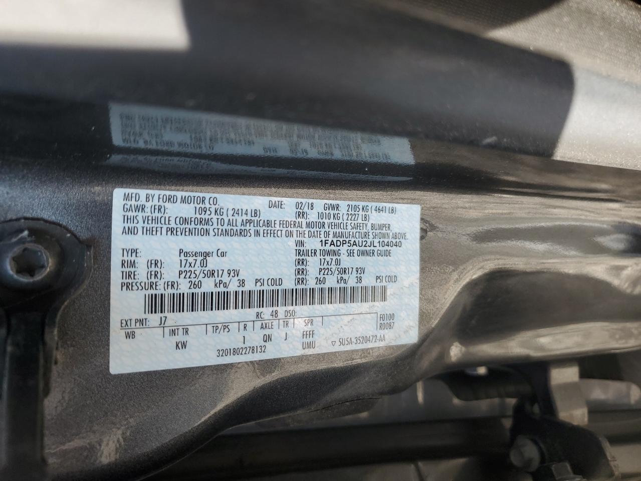 2018 Ford C-Max Se VIN: 1FADP5AU2JL104040 Lot: 83855955