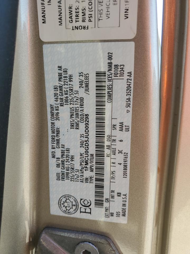 2018 Ford Escape Se VIN: 1FMCU0GD5JUD09298 Lot: 80282015