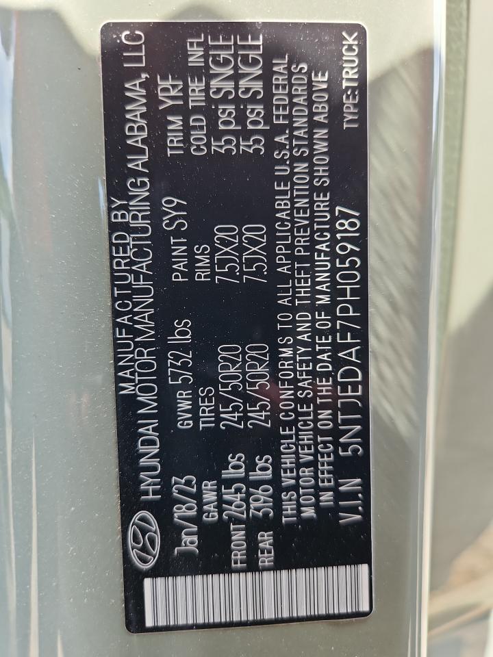 2023 Hyundai Santa Cruz Limited VIN: 5NTJEDAF7PH059187 Lot: 80211235