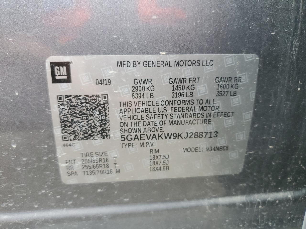 2019 Buick Enclave Essence VIN: 5GAEVAKW9KJ288713 Lot: 71932565