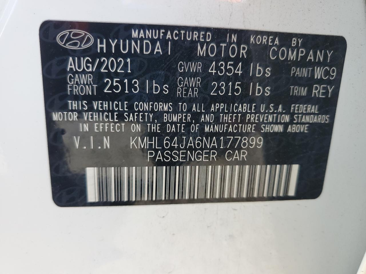 2022 Hyundai Sonata Sel VIN: KMHL64JA6NA177899 Lot: 81490225