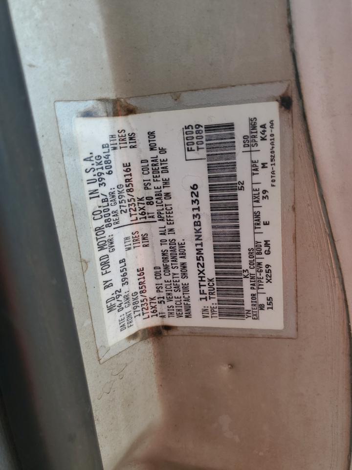 1992 Ford F250 VIN: 1FTHX25M1NKB31326 Lot: 81025595