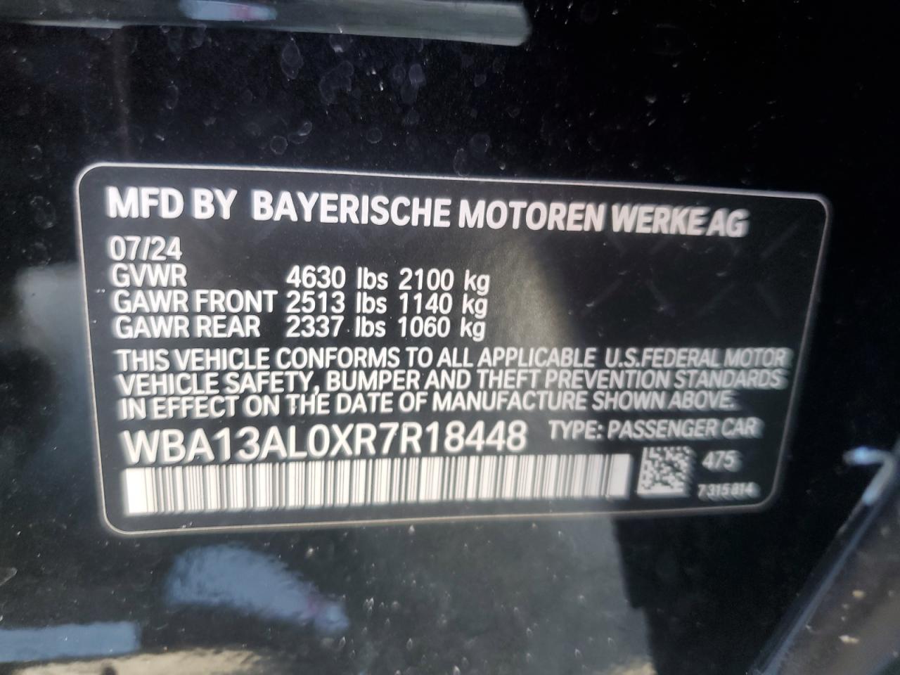 2024 BMW M235Xi VIN: WBA13AL0XR7R18448 Lot: 80307265