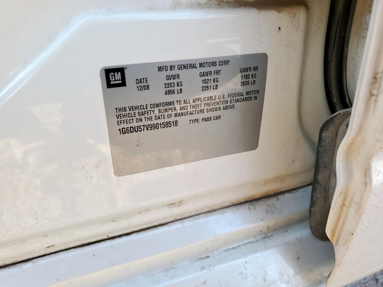 2009 Cadillac Cts Hi Feature V6 VIN: 1G6DU57V990158518 Lot: 80910945