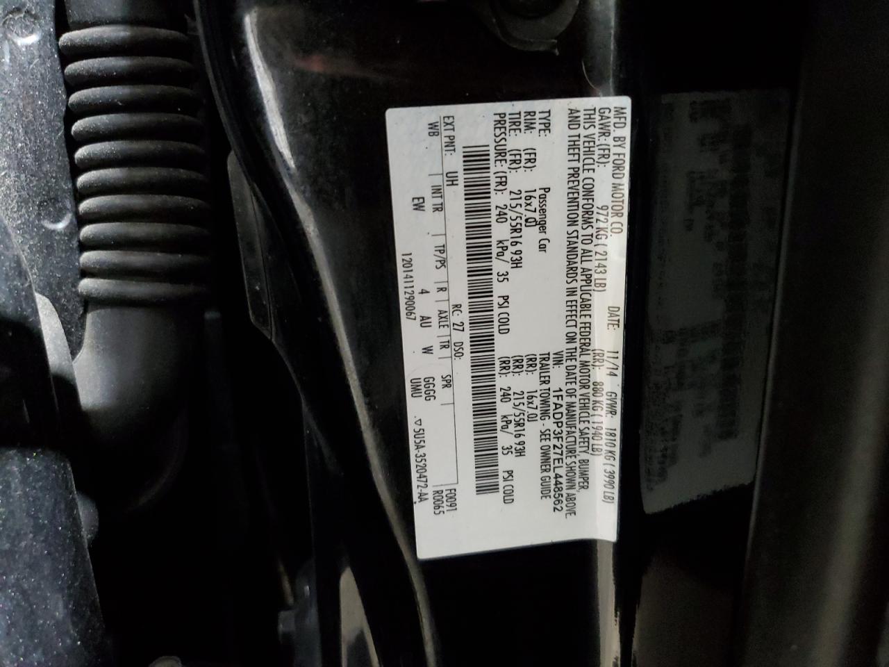 2014 Ford Focus Se VIN: 1FADP3F27EL448562 Lot: 82119105