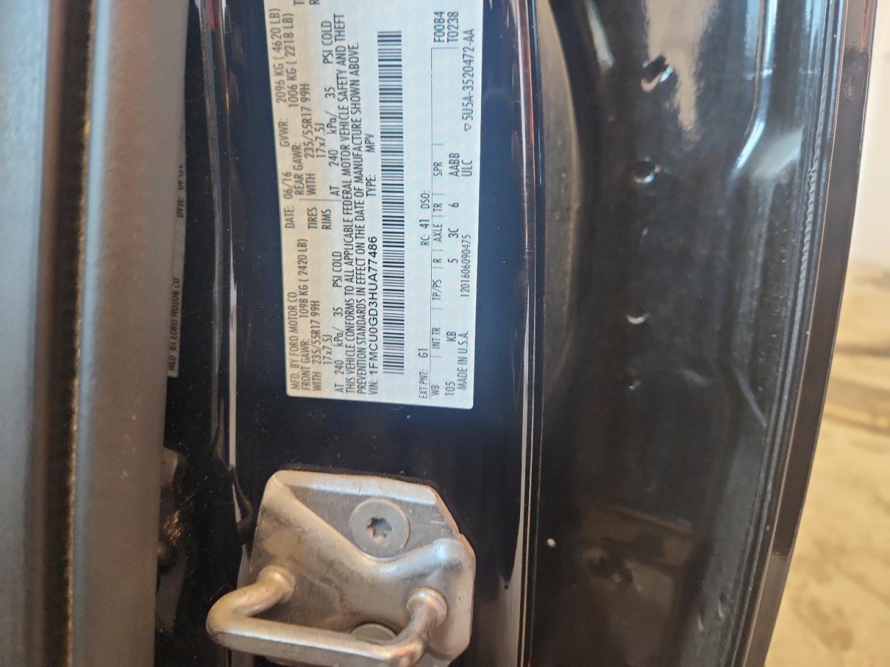 2017 Ford Escape Se VIN: 1FMCU0GD3HUA77486 Lot: 84458515